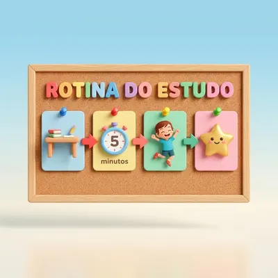 Bônus Rotina Visual do Estudo: quadro com as etapas da hora da lição