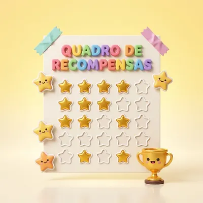 Bônus Quadro de Recompensas com estrelas para marcar cada folha feita