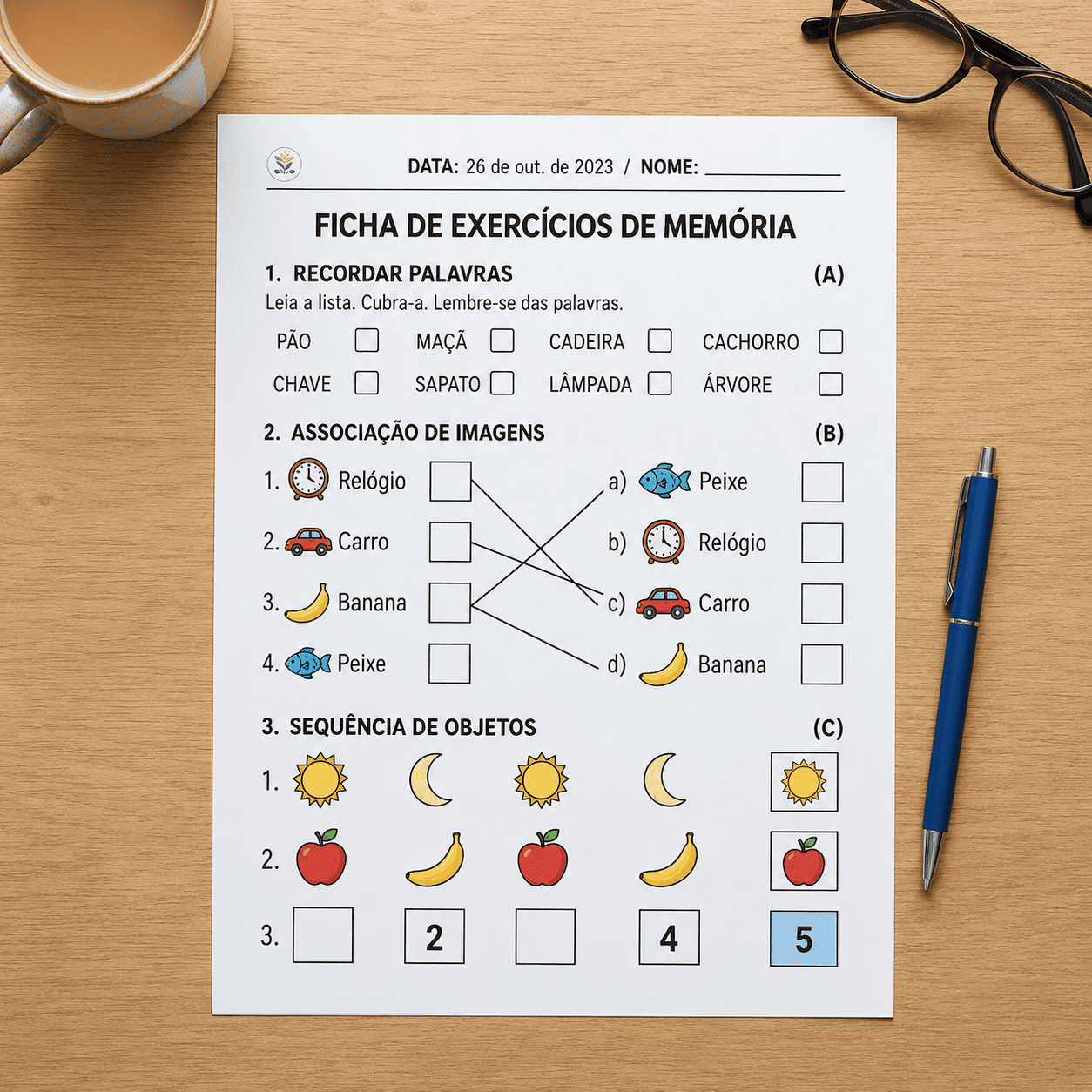 Exemplos de atividades de memória