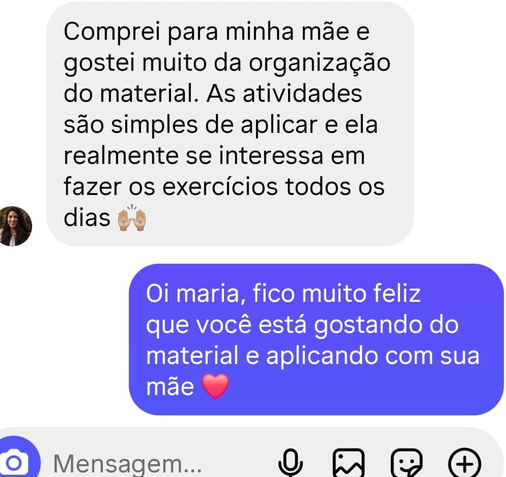 Print de conversa com cliente elogiando o material